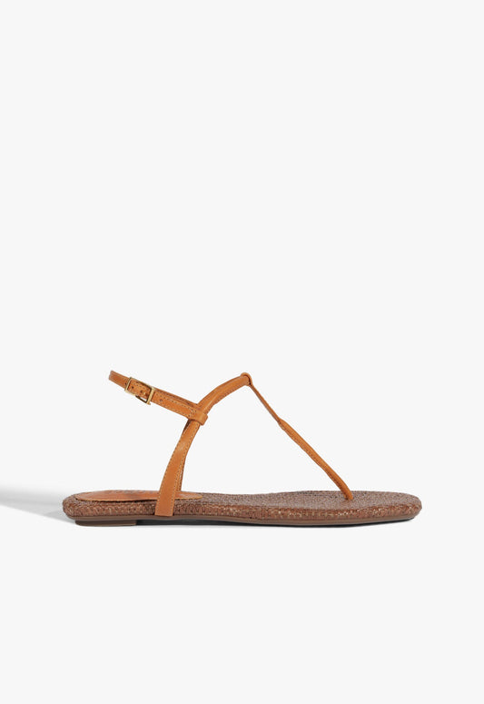 Elsha Flat Sandal SPRING 25 5 Brown Leather - Schutz Shoes