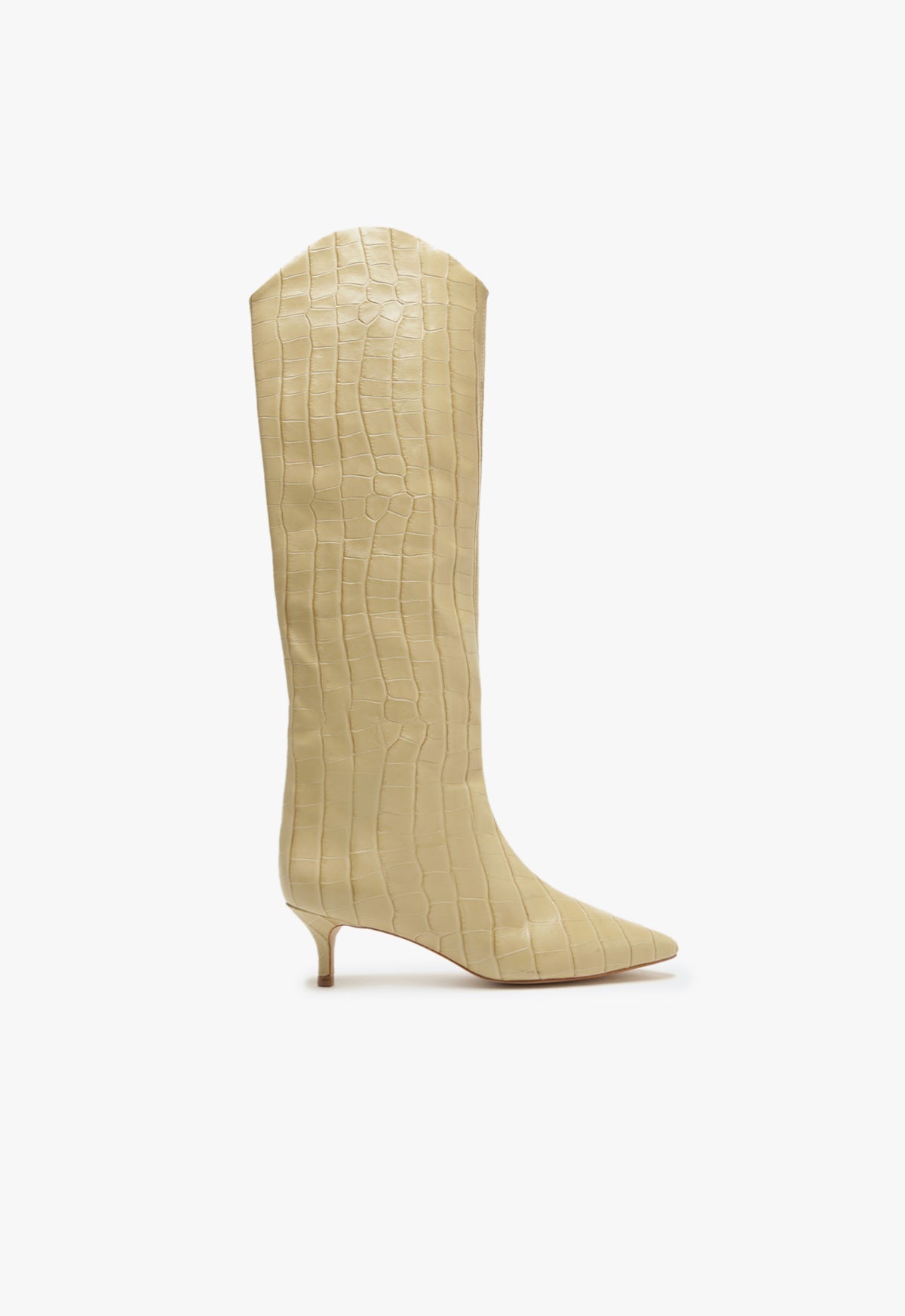 Maryana Lo Crocodile-Embossed Leather Boot FALL 24 5 Almond Buff Crocodile Embossed Leather - Schutz Shoes