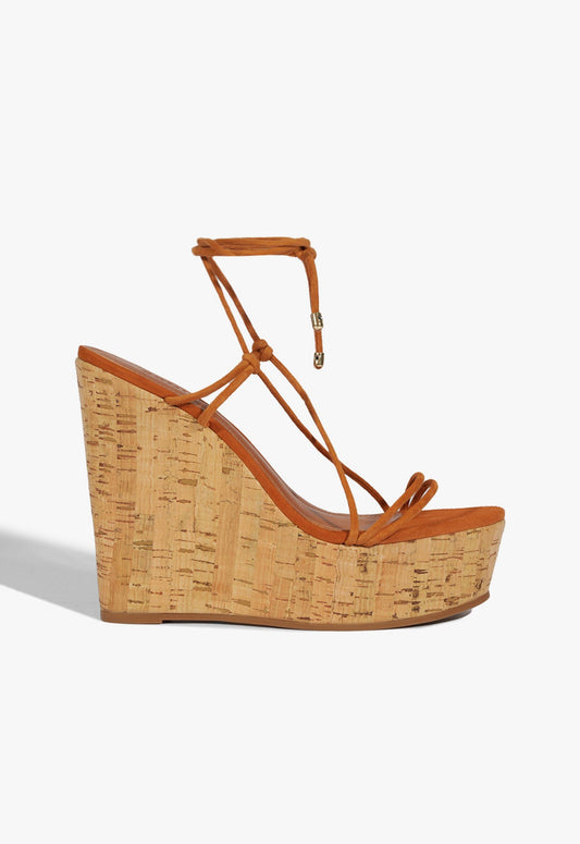 Calabria Wedge Sandal SPRING 25 5 Brown Suede - Schutz Shoes