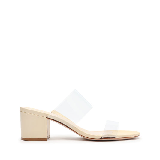 Victorie Vinyl & Leather Sandal OLD 5 Eggshell Leather & Vinyl - Schutz Shoes