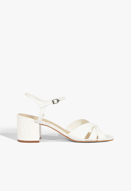 Keefa Mid Block Sandal SPRING 25 5 White Leather - Schutz Shoes