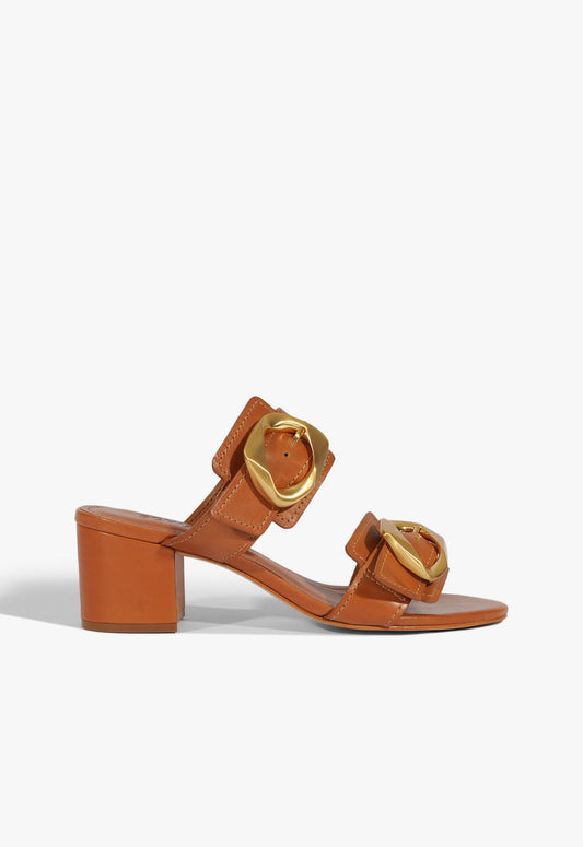 Olga Mid Sandal SPRING 25 5 Brown Leather - Schutz Shoes