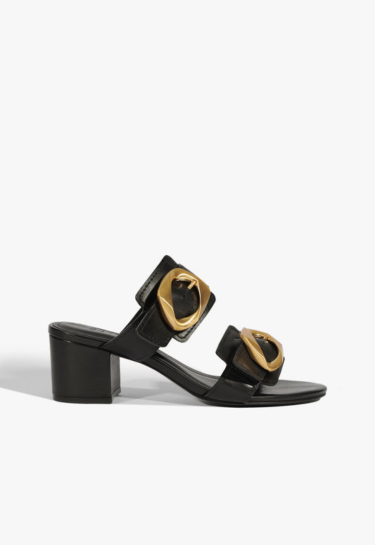Olga Mid Sandal SPRING 25 5 Black Leather - Schutz Shoes