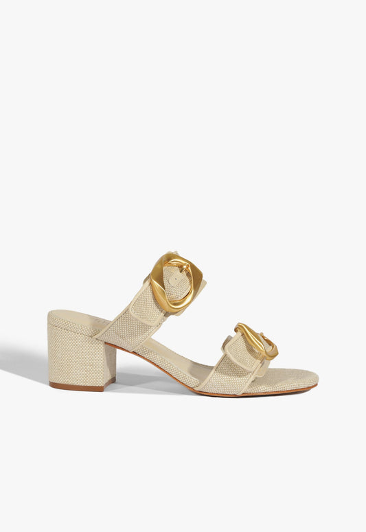 Olga Mid Sandal SPRING 25 5 Beige Fabric - Schutz Shoes