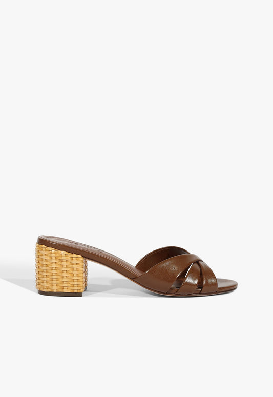 Keefa Straw Mule Sandal SUMMER 25 5 Brown Leather - Schutz Shoes