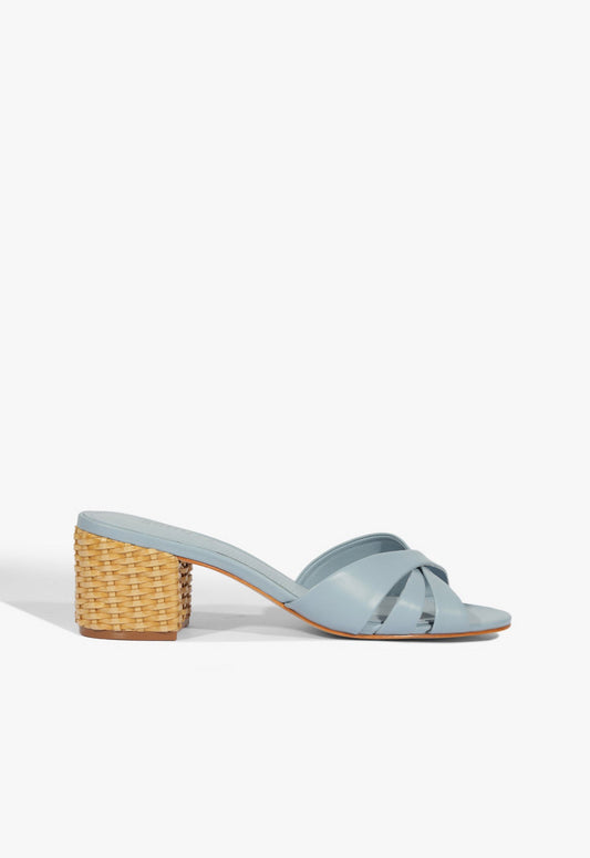 Keefa Straw Mule Sandal SUMMER 25 5 Sky Blue Leather - Schutz Shoes