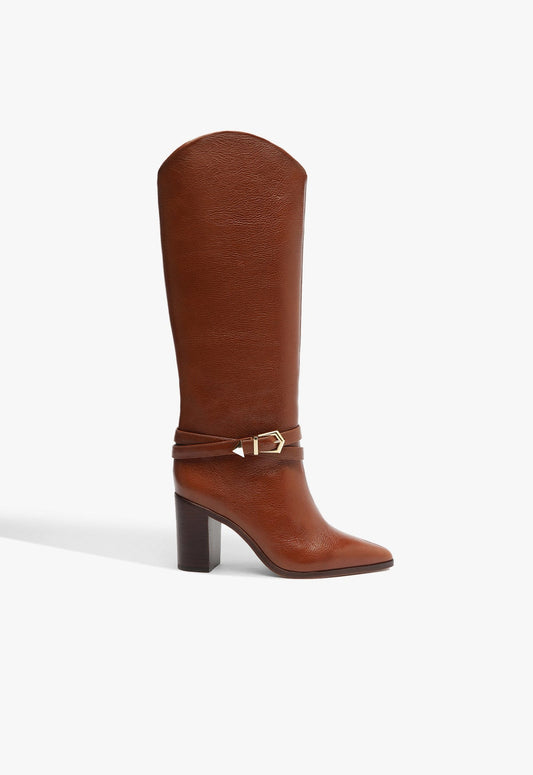 Maryana Belt Block Leather Boot FALL 24 5 Brown Leather - Schutz Shoes