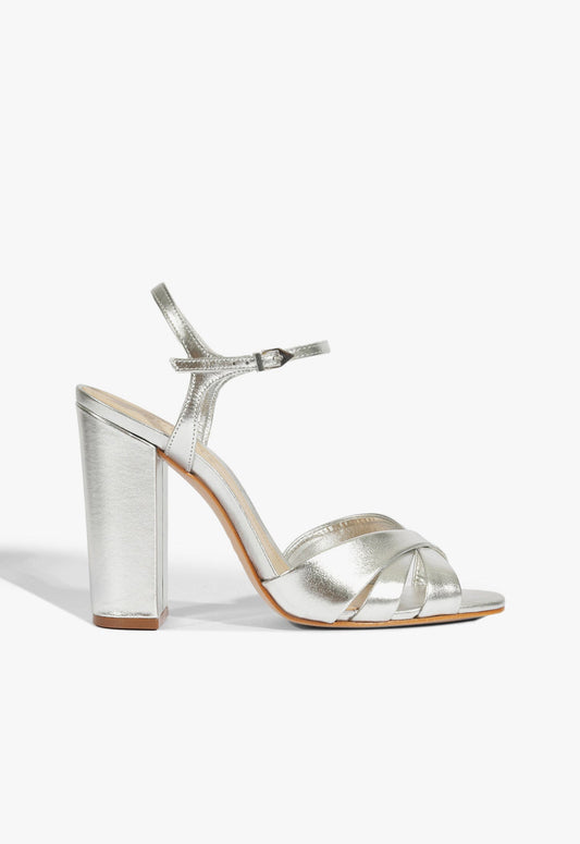 Keefa Block Sandal FALL 24 5 Silver Metallic - Schutz Shoes