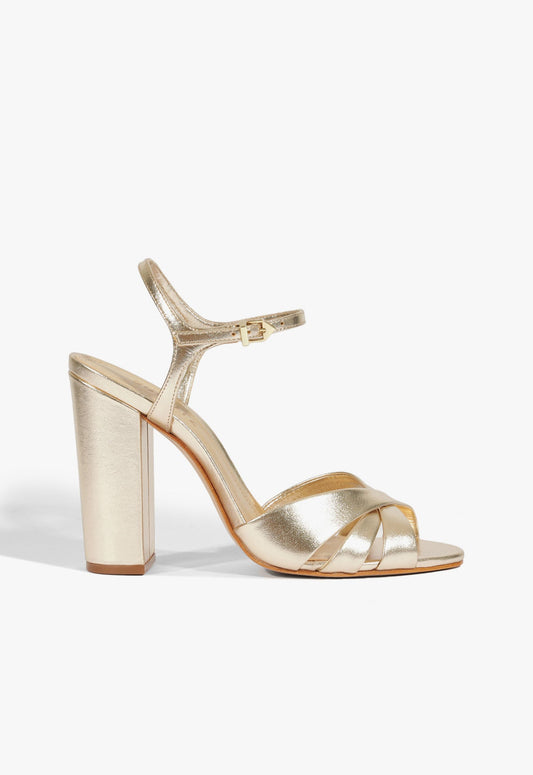 Keefa Block Sandal FALL 24 5 Gold Metallic - Schutz Shoes