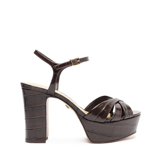 Keefa Leather Sandal OLD 5 Brown Crocodile-Embossed Leather - Schutz Shoes