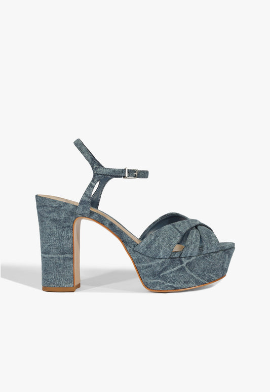Keefa Sandal SPRING 25 5 Blue Fabric - Schutz Shoes
