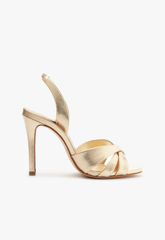Keefa Sling Metallic Leather Sandal WINTER 24 5 Gold Metallic Leather - Schutz Shoes