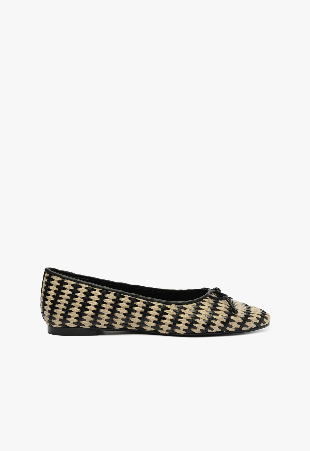 Arissa Straw Ballet Flat RESORT 25 5 Black Leather - Schutz Shoes