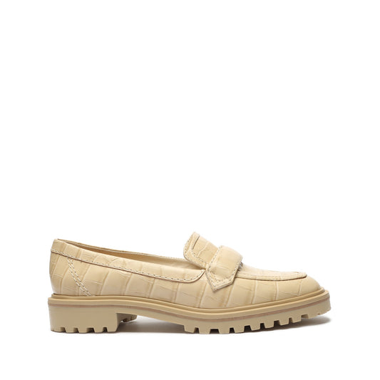 Kristine Crocodile-Embossed Leather Loafer OLD 5 Eggshell Wide Croco - Schutz Shoes