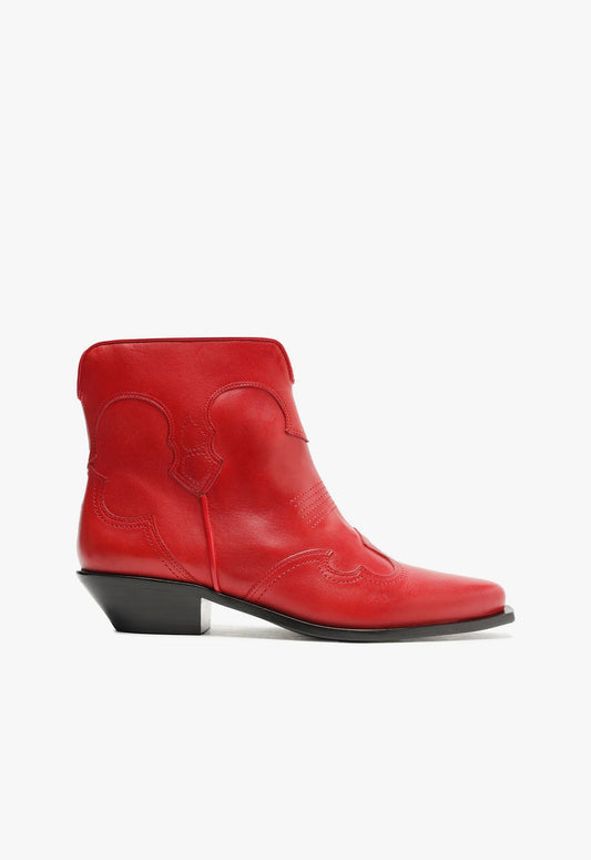 Tennessee Leather Bootie PRE FALL 24 5 Scarlet Atanado Leather - Schutz Shoes
