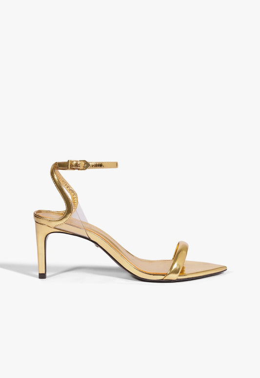 Skye Mid Stiletto Specchio Leather Sandal OLD 5 Gold Specchio Leather - Schutz Shoes
