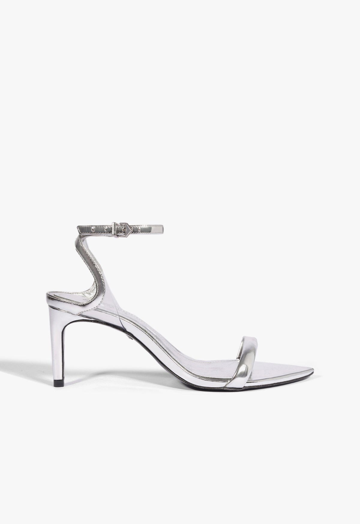 Skye Mid Stiletto Specchio Leather Sandal OLD 5 Silver Specchio Leather - Schutz Shoes
