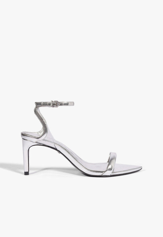 Skye Mid Stiletto Specchio Leather Sandal OLD 5 Silver Specchio Leather - Schutz Shoes