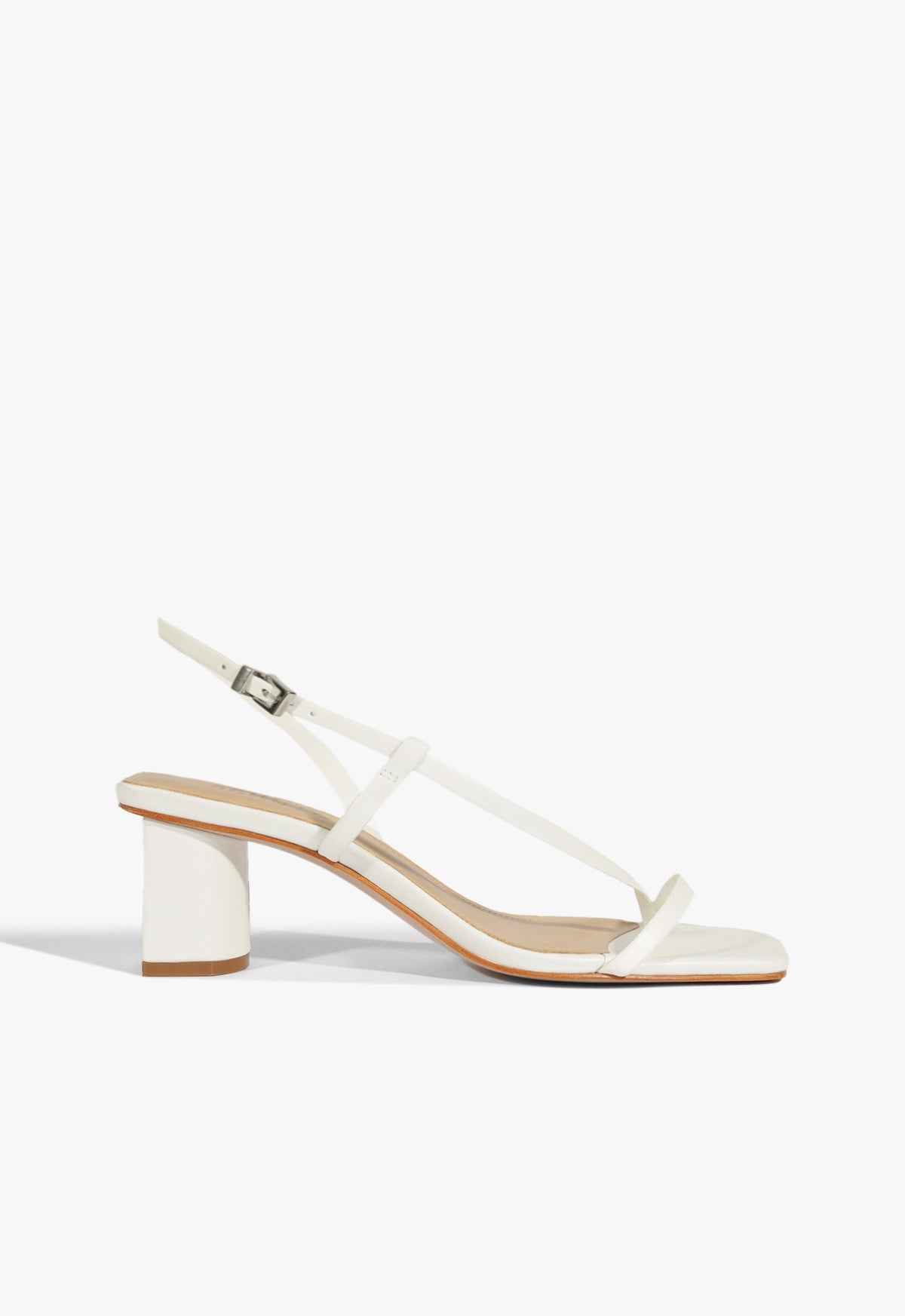 Heloise Mid Block Sandal SPRING 25 5 White Leather - Schutz Shoes