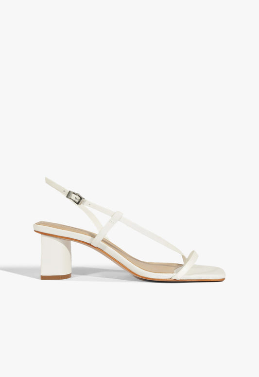 Heloise Mid Block Sandal SPRING 25 5 White Leather - Schutz Shoes