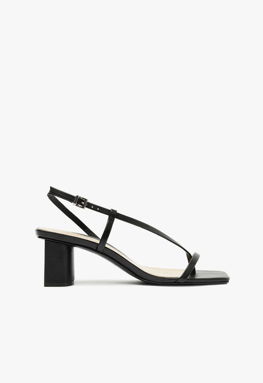 Heloise Mid Block Sandal SPRING 25 5 Black Leather - Schutz Shoes