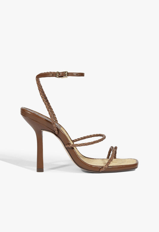 Kaya Straw Sandal SUMMER 25 5 Brown Leather - Schutz Shoes