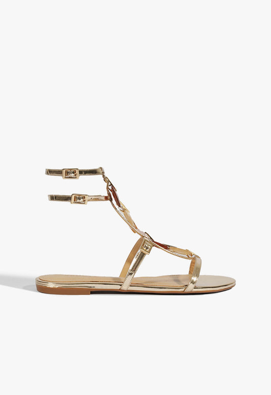 Cassandra Gold Leather Flat Sandal SPRING 25 5 Gold Metallic - Schutz Shoes