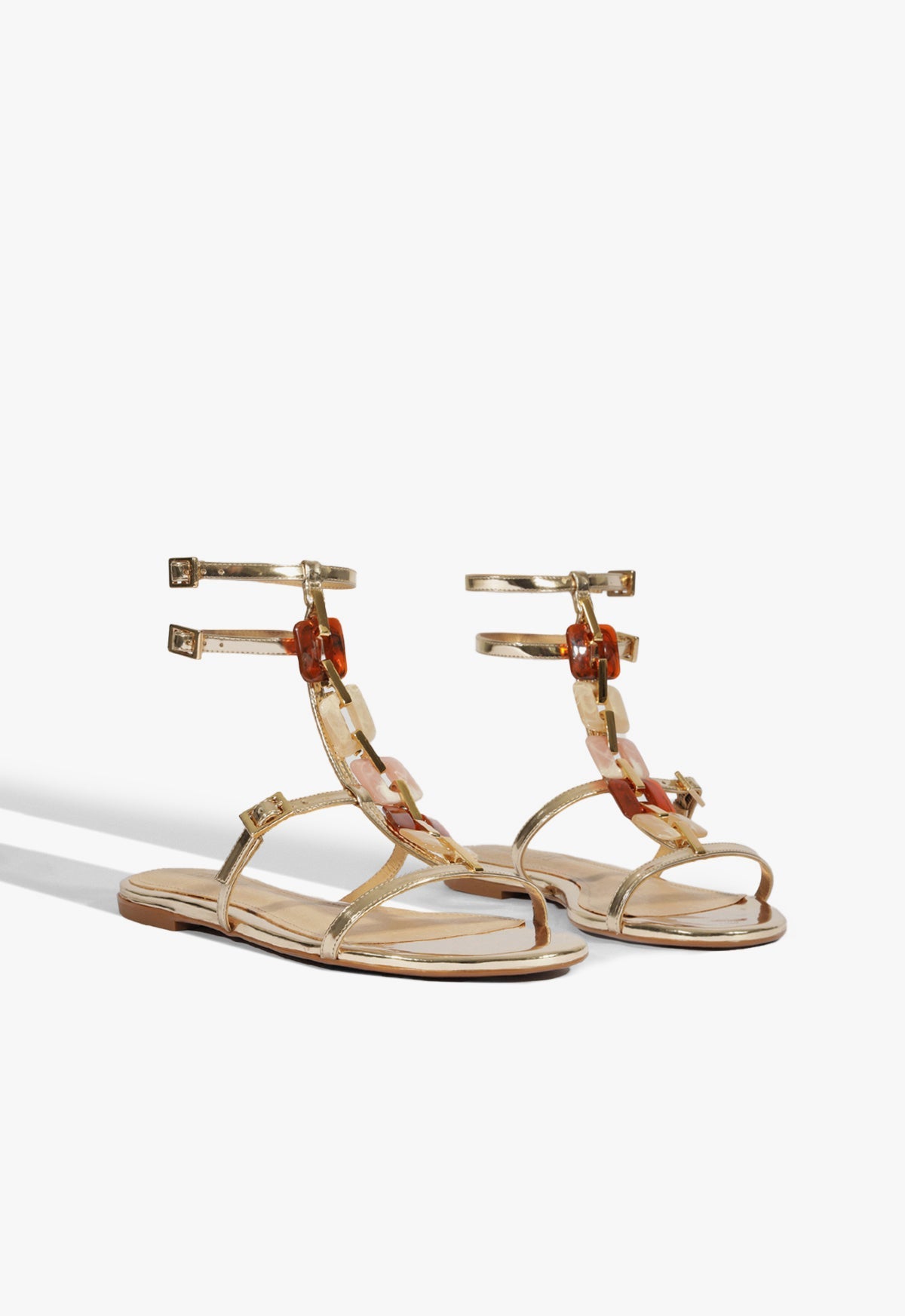 Cassandra Gold Leather Flat Sandal SPRING 25 - Schutz Shoes