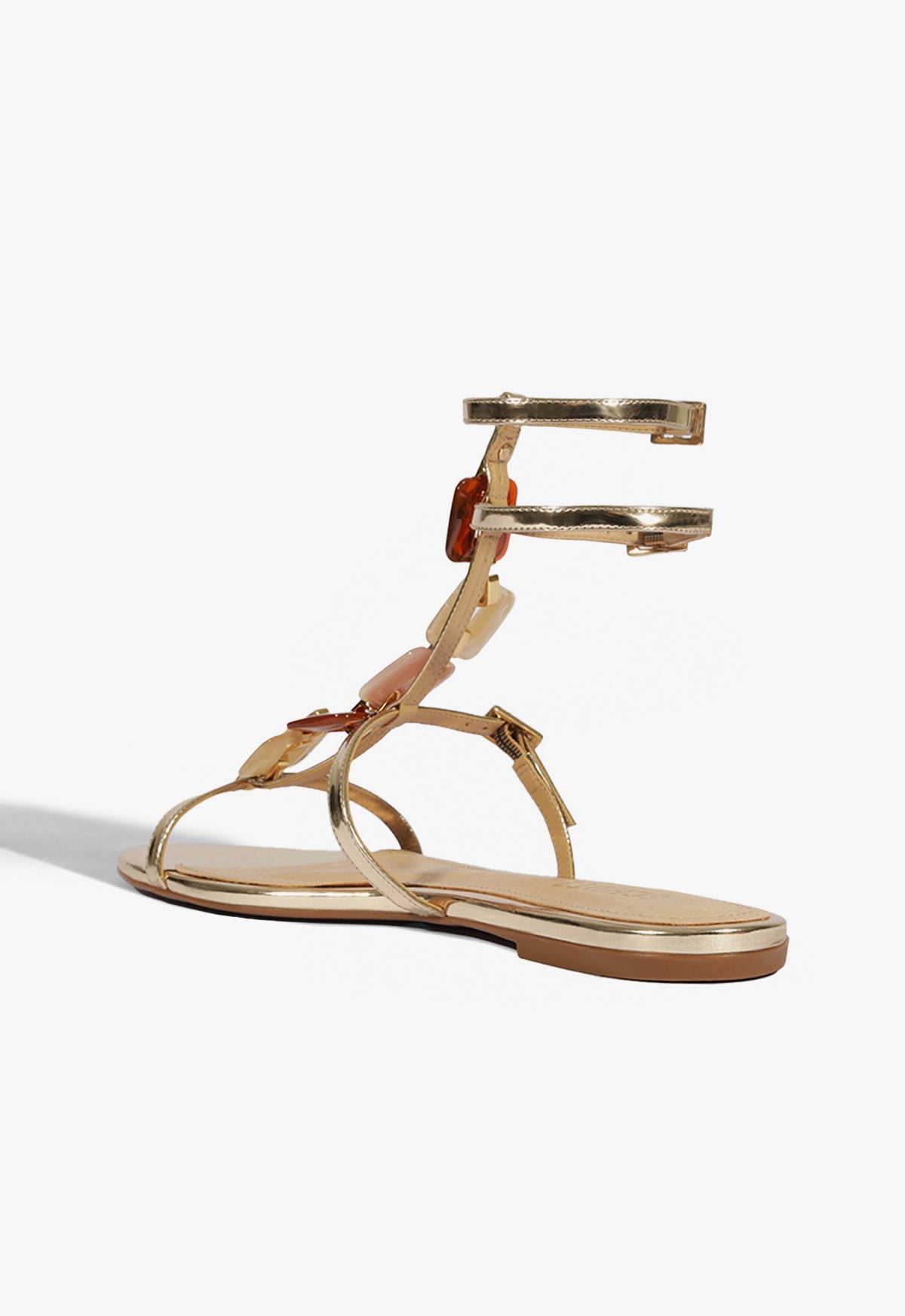 Cassandra Gold Leather Flat Sandal SPRING 25 - Schutz Shoes