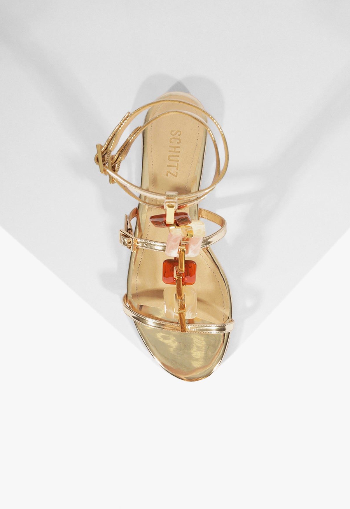 Cassandra Gold Leather Flat Sandal SPRING 25 - Schutz Shoes