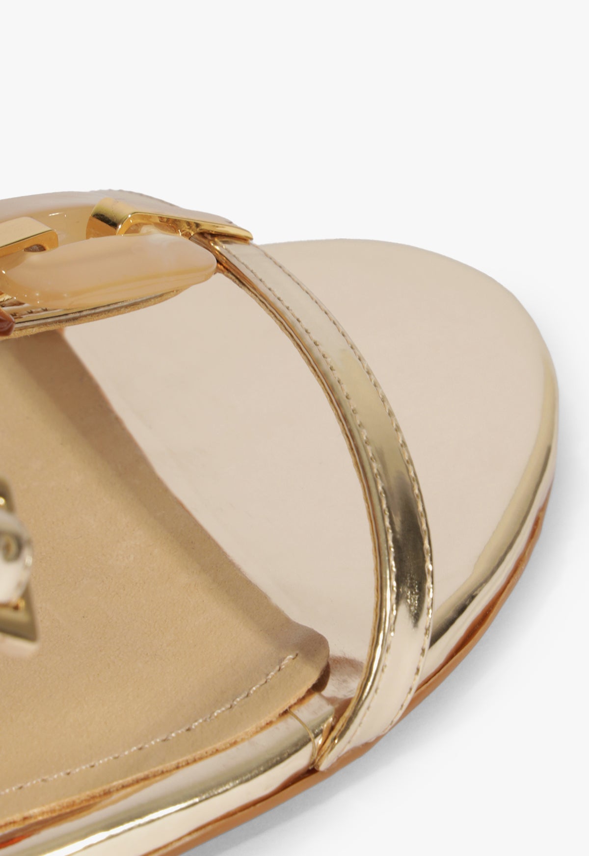 Cassandra Gold Leather Flat Sandal SPRING 25 - Schutz Shoes