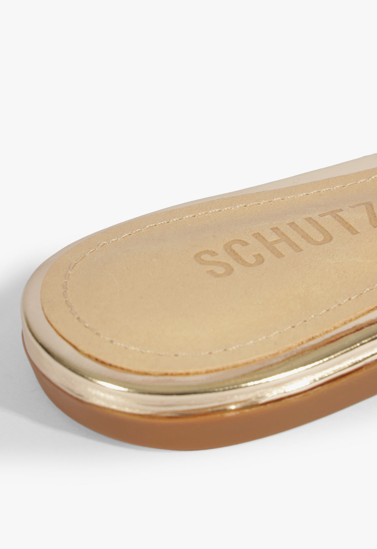Cassandra Gold Leather Flat Sandal SPRING 25 - Schutz Shoes