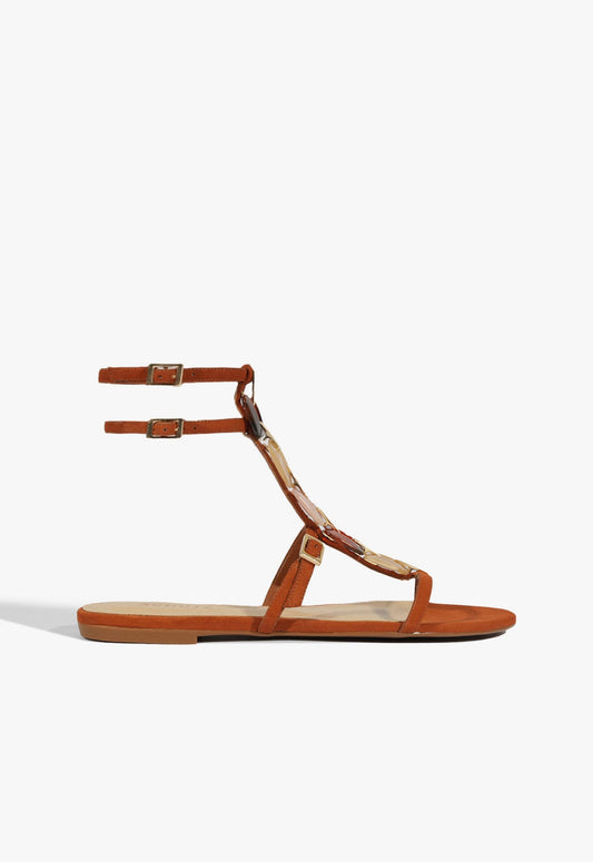 Cassandra Brown Suede Flat Sandal SPRING 25 5 Brown Suede - Schutz Shoes