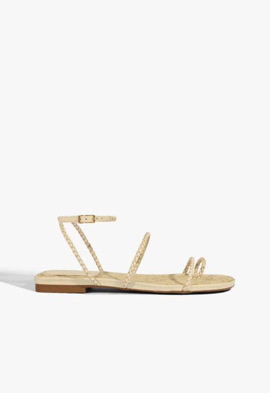 Kaya Beige Leather Flat Sandal SUMMER 25 5 Beige Leather - Schutz Shoes