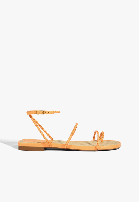 Kaya Orange Leather Flat Sandal SUMMER 25 5 Coral Sand Leather - Schutz Shoes