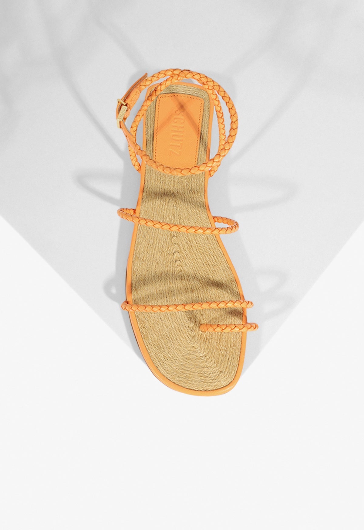 Kaya Orange Leather Flat Sandal SUMMER 25 - Schutz Shoes