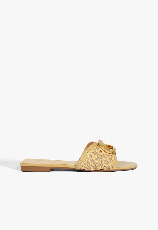 Olga Embroidery Synthetic Sandal SUMMER 25 5 Brown Synthetic - Schutz Shoes