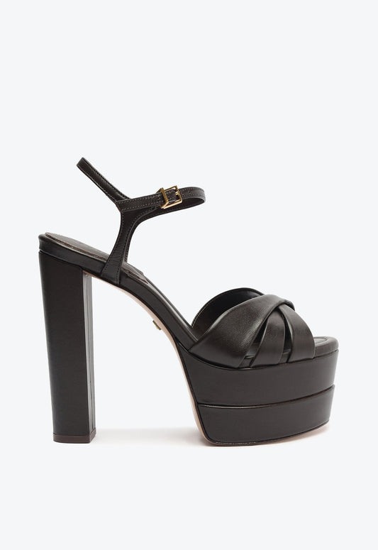 Keefa High Leather Sandal OLD 5 Brown Nappa Leather - Schutz Shoes