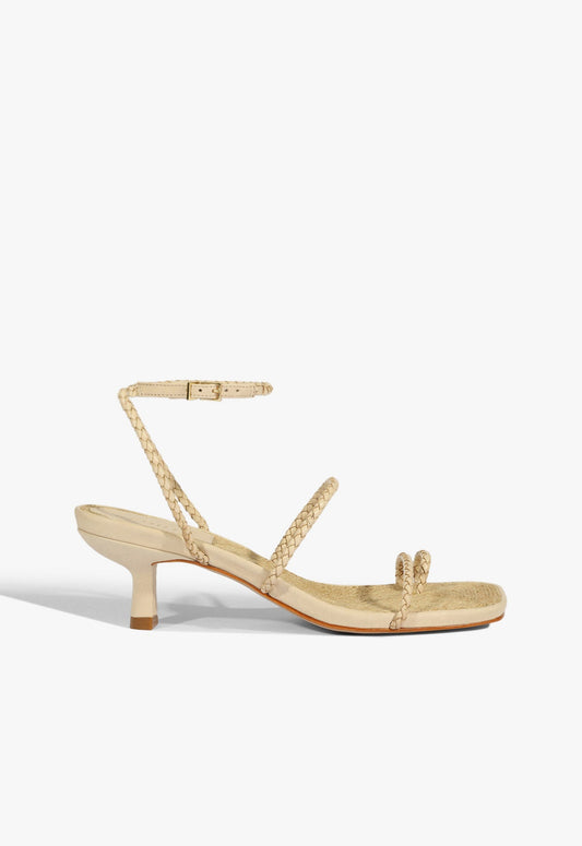 Kaya Straw Mid Sandal SUMMER 25 5 Beige Leather - Schutz Shoes