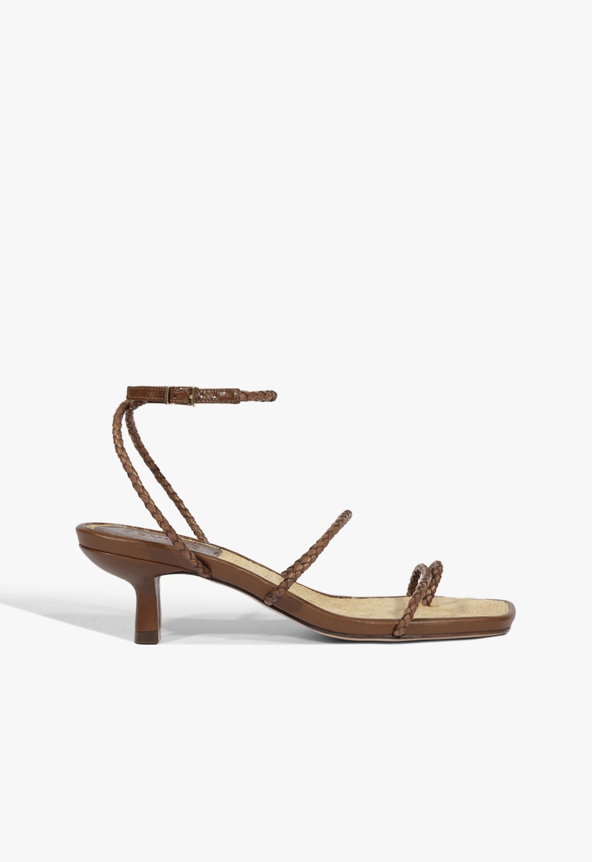 Kaya Straw Mid Sandal SUMMER 25 5 Brown Leather - Schutz Shoes