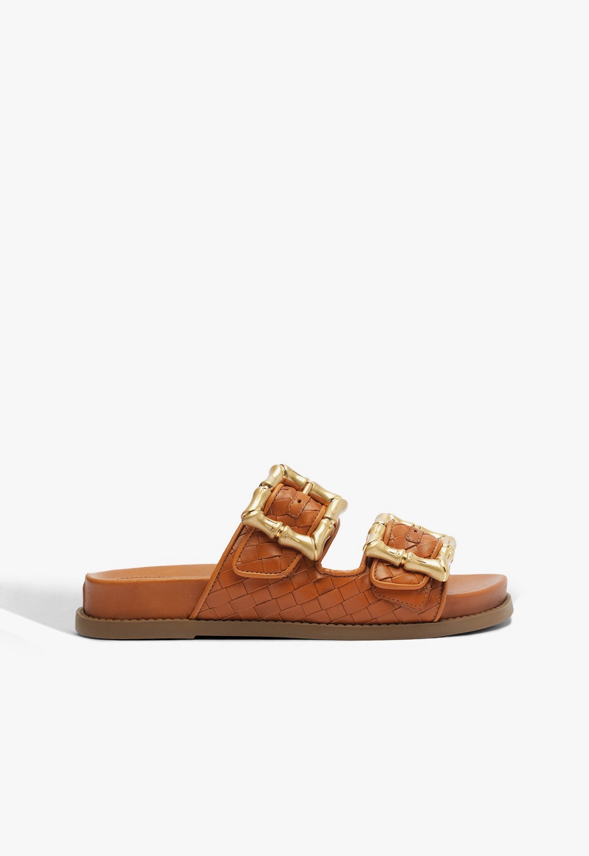 Enola Sporty Woven Leather Sandal RESORT 25 5 Brown Leather - Schutz Shoes