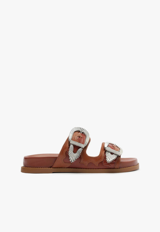 Harper Sporty Leather Sandal PRE FALL 24 5 Brown Atanado Leather - Schutz Shoes