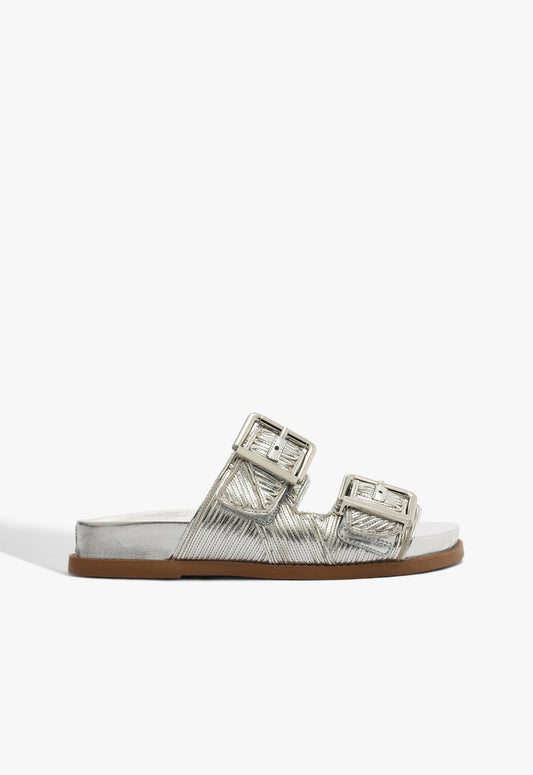Lupita Buckle Sporty Metallic Sandal RESORT 25 5 Silver Metallic Synthetic - Schutz Shoes