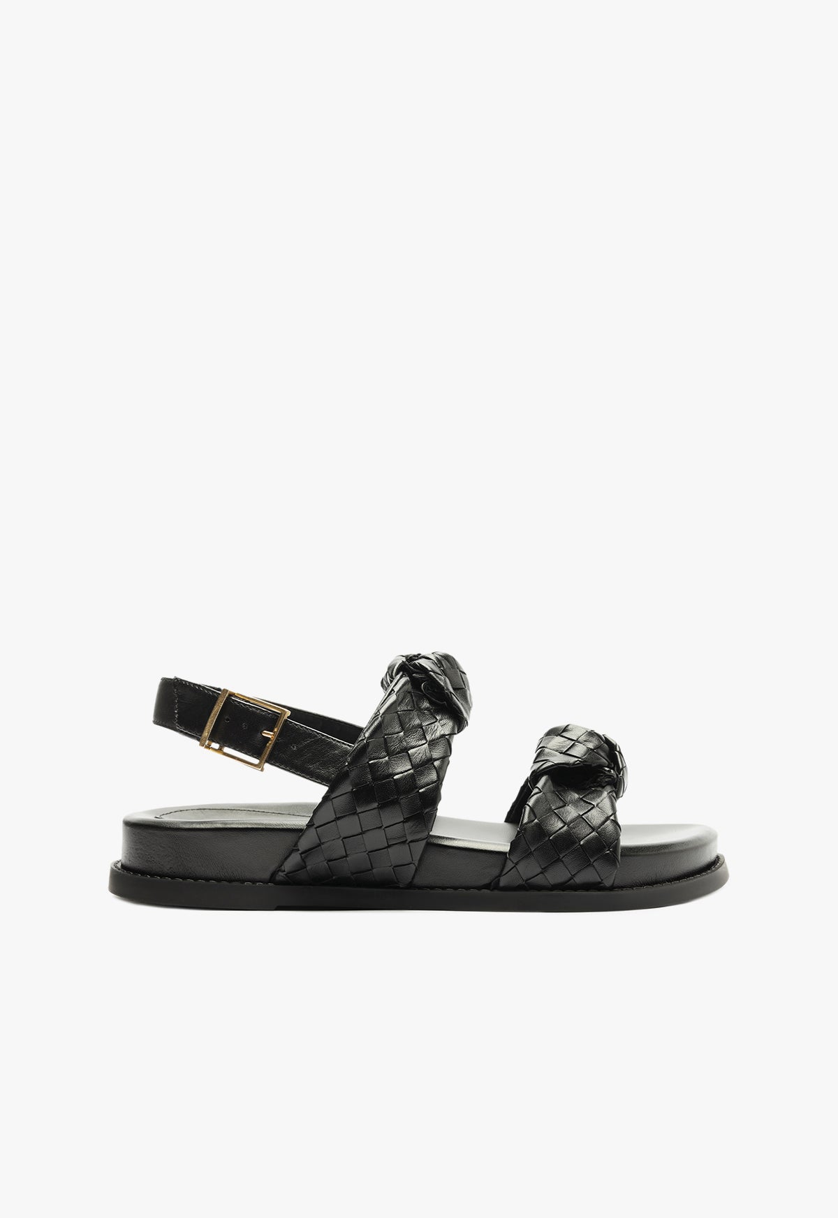 Kareena Knot Sporty Sandal RESORT 25 5 Black Leather - Schutz Shoes