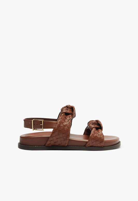 Kareena Knot Sporty Sandal RESORT 25 5 Brown Leather - Schutz Shoes