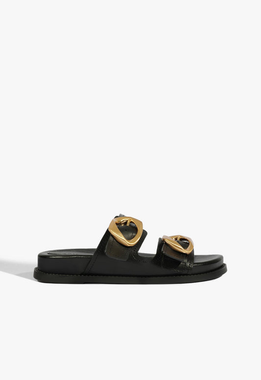 Olga Black Leather Sporty Sandal SPRING 25 5 Black Leather - Schutz Shoes