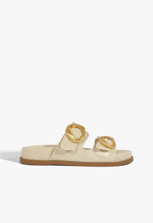 Olga Beige Linen Sporty Sandal SPRING 25 5 Beige Fabric - Schutz Shoes