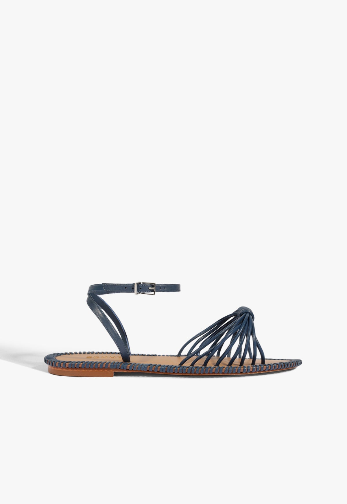 Livia Blue Leather Flat Sandal SUMMER 25 5 Blue Leather - Schutz Shoes