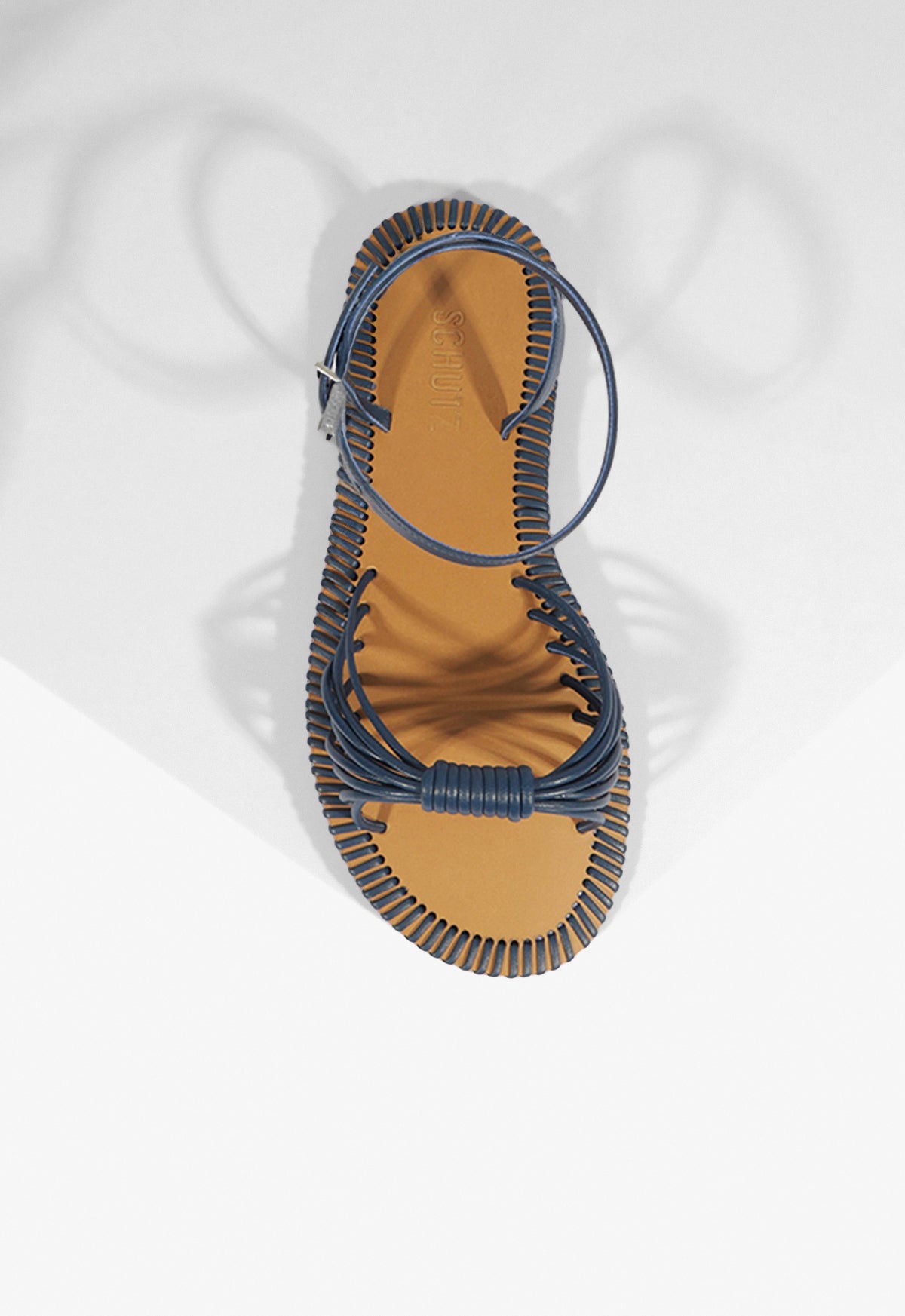 Livia Blue Leather Flat Sandal SUMMER 25 - Schutz Shoes