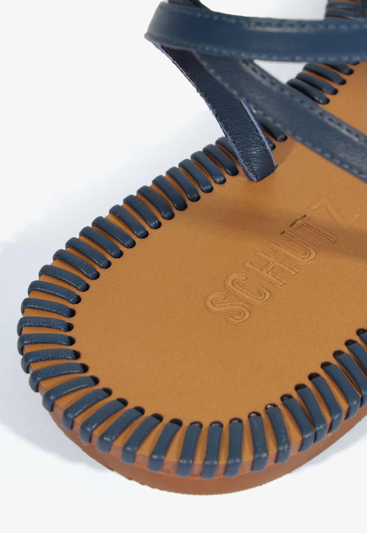 Livia Blue Leather Flat Sandal SUMMER 25 - Schutz Shoes
